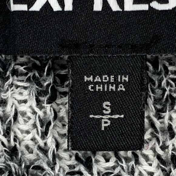 Express Fine Knit Open Cardigan Space Dye 3/4 Sleeve Size S Front Pockets - Picture 12 of 13